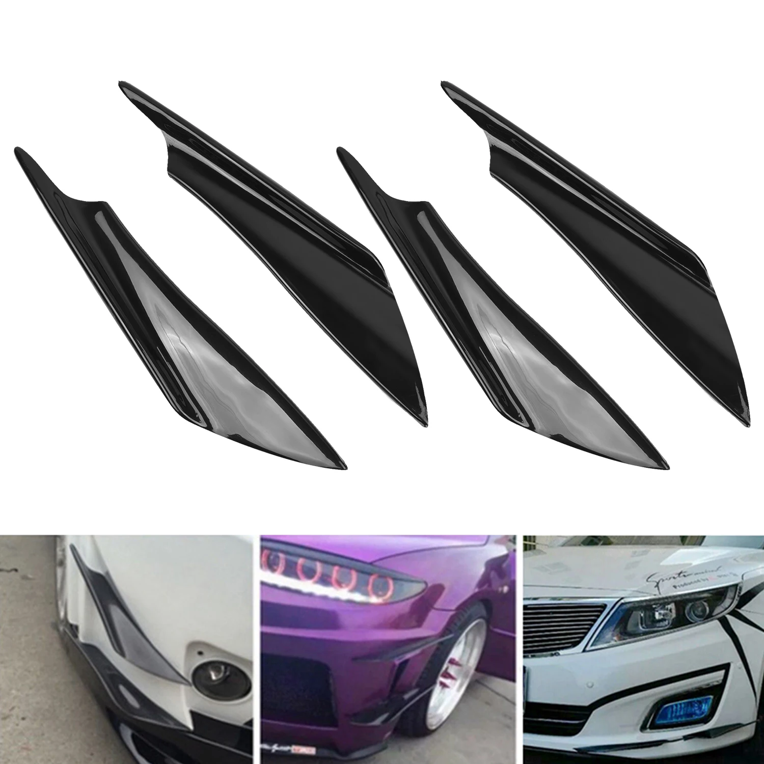 4pcs Car Front Bumper Lip Splitter Fin Air Trim Universal Auto Body Front Side Wing Spoiler Canards Splitters Protector
4pcs Car Front Bumper Lip Splitter Fin Air Trim Universal Auto Body Front Side Wing Spoiler Canards Splitters Protector