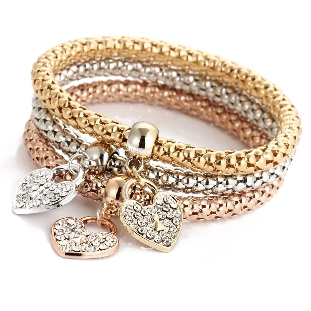 3PCS Gold/Silver/Rose Gold Coin Chain Crystal Charms Multilayer Love Heart Diamond Chain Bracelet & Bangle for Women
3PCS Gold/Silver/Rose Gold Coin Chain Crystal Charms Multilayer Love Heart Diamond Chain Bracelet & Bangle for Women