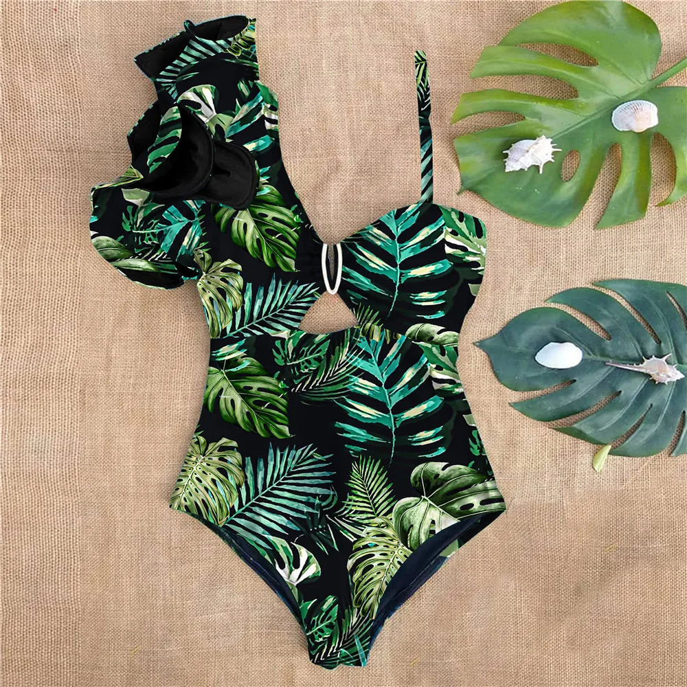 Sexy One Shoulder Ruffle One Piece Swimsuit Print Floral Swimwear Women Swimsuit Bathing Suit Beachwear Monokini
Sexy One Shoulder Ruffle One Piece Swimsuit Print Floral Swimwear Women Swimsuit Bathing Suit Beachwear Monokini