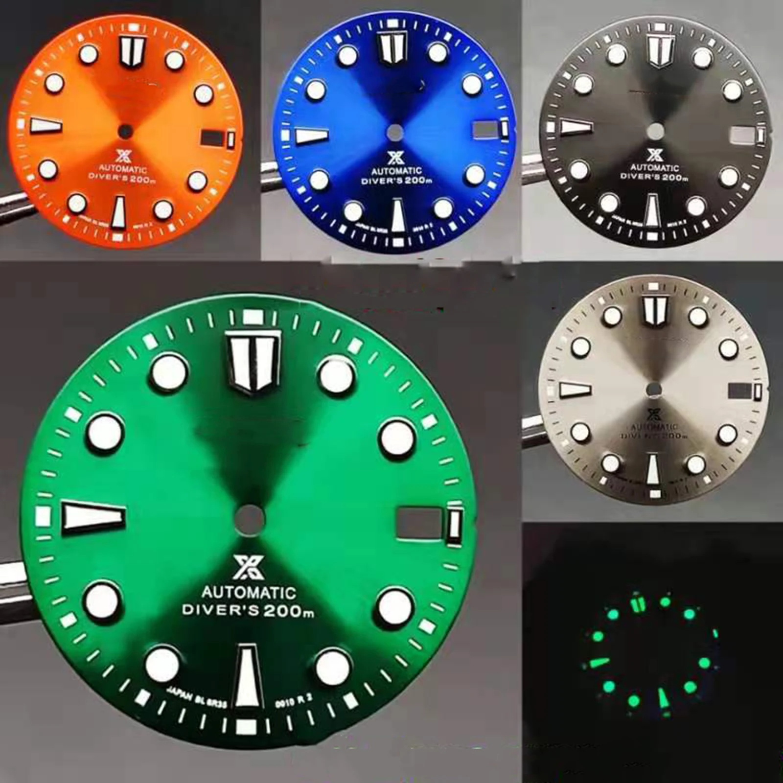 28.5mm Sun Pattern Watch Dial Strong Green Luminous C3 Dial Repair Parts for NH36 Movement
28.5mm Sun Pattern Watch Dial Strong Green Luminous C3 Dial Repair Parts for NH36 Movement