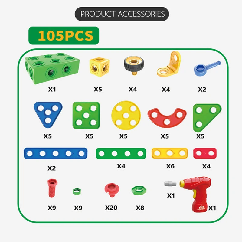 2020 New 105pcs Toys Building Blocks Educational Construction Set Engineering Toys Building Toys Kit Stem Activities Learning
2020 New 105pcs Toys Building Blocks Educational Construction Set Engineering Toys Building Toys Kit Stem Activities Learning