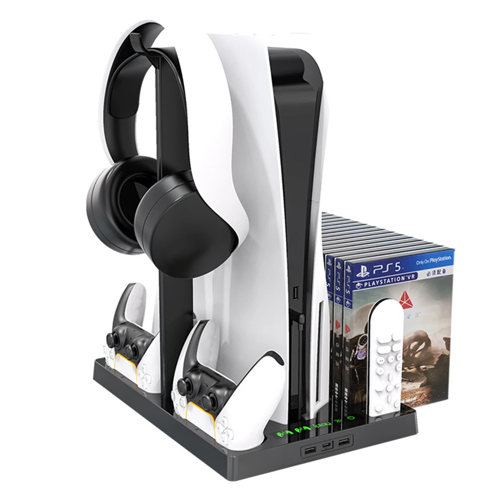 Vertical Cooling Fan Stand For PS5 with 15 Game Slot 3 Hub Port Dual Controller Charger Charging Station For SONY Playstation 5
Vertical Cooling Fan Stand For PS5 with 15 Game Slot 3 Hub Port Dual Controller Charger Charging Station For SONY Playstation 5