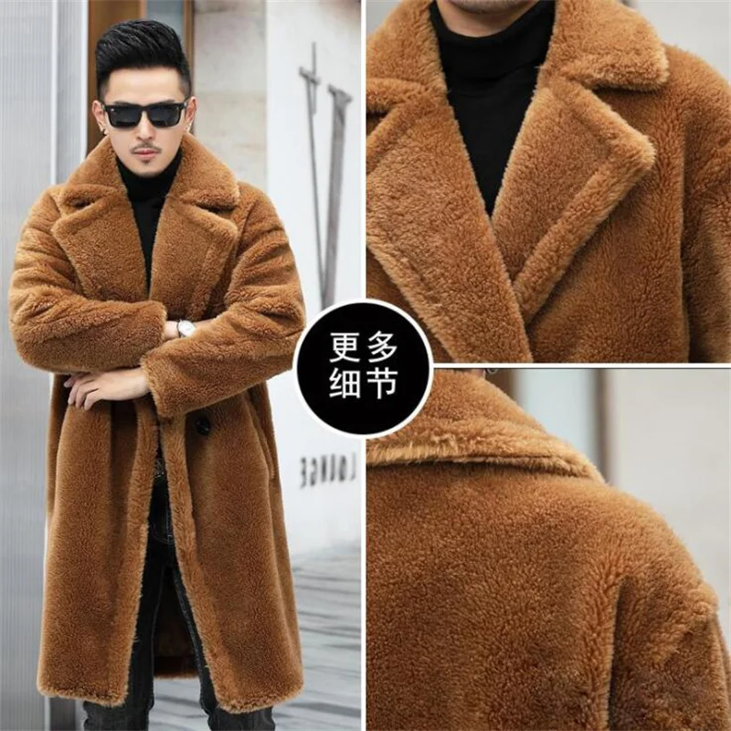 Зимние мужские пальто из искусственного меха повседневная кожаная одежда