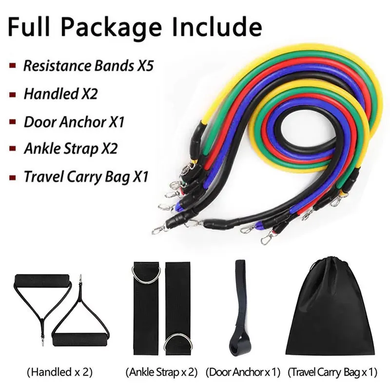 11 Pcs/Set Latex Resistance Bands Set Fitness Sport Exercise Yoga Pull Rope Gym Equipment Back Muscle Strength Training
11 Pcs/Set Latex Resistance Bands Set Fitness Sport Exercise Yoga Pull Rope Gym Equipment Back Muscle Strength Training