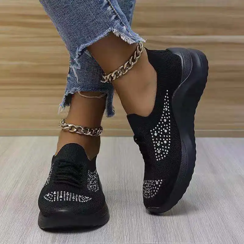 Women Vulcanized Shoes Air Mesh Crystal Lace-Up Solid Flat Female Sneakers Fashion Comfortable Plus Size Ladies Footwear
Women Vulcanized Shoes Air Mesh Crystal Lace-Up Solid Flat Female Sneakers Fashion Comfortable Plus Size Ladies Footwear