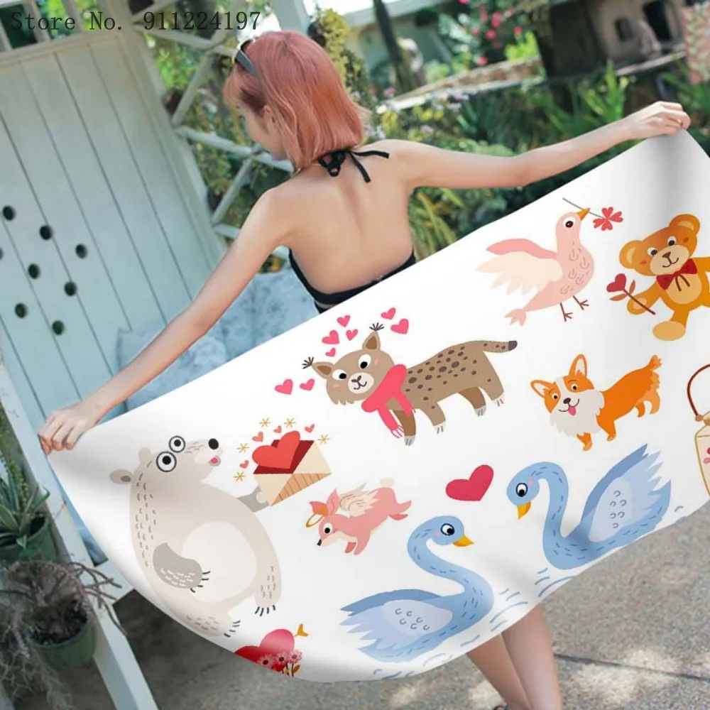 

Cartoon Bear Swan Microfiber Beach Towel For Kids Yoga Mat Quicky-dry 150x180cm Large Rectangle Towel 150cm Tapestry Home Decor