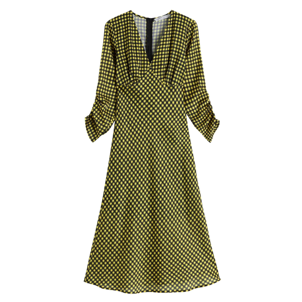 Spring Autumn Temperament Sexy Yellow Long-Sleeved Slim Noble Plaid Dress Women
Spring Autumn Temperament Sexy Yellow Long-Sleeved Slim Noble Plaid Dress Women