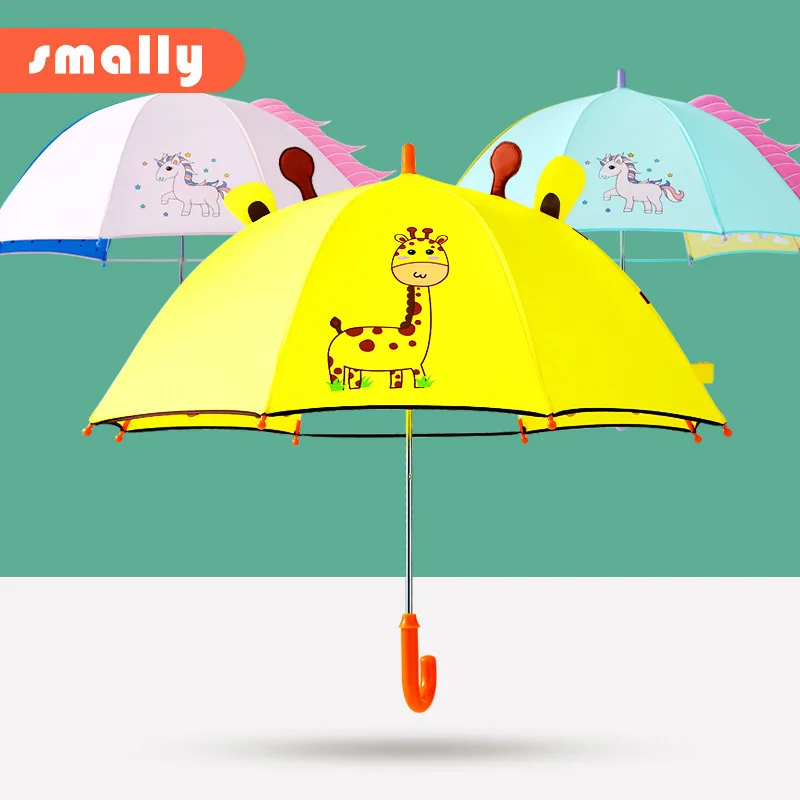

Semi-automatic Long-handled Children's Umbrella Lightweight Baby Cartoon Parasol Dinosaur Sun And Rain Dual-purpose Umbrella