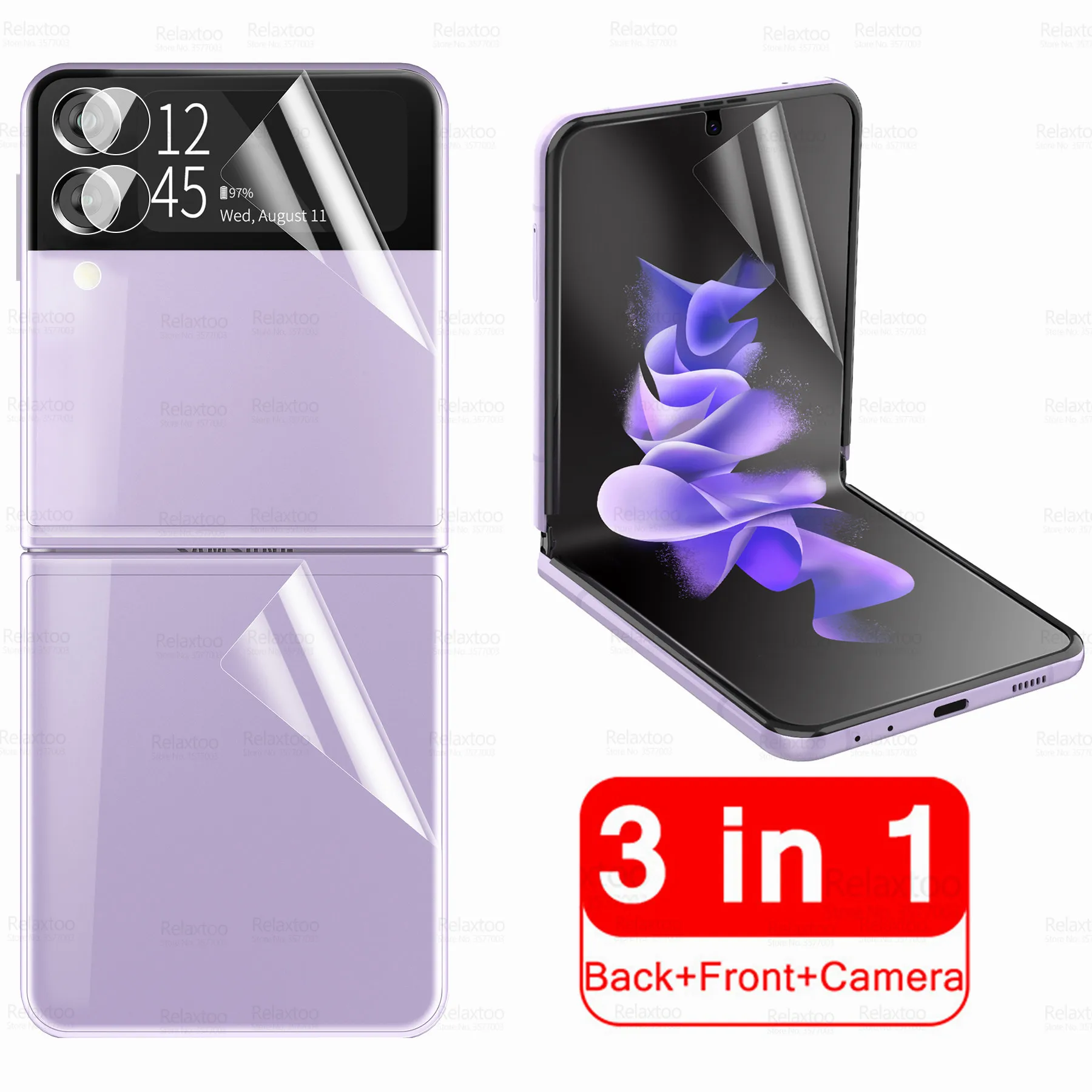 Гидрогелевая защитная пленка 3 в 1 для Samsung Galaxy Z Flip 5G задней и передней камеры Flip3