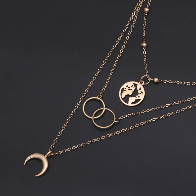 Vintage Multilayer Crystal Pendant Chain Necklace Women Gold Color Beads Moon Map Horn Crescent Choker Necklaces Jewelry
Vintage Multilayer Crystal Pendant Chain Necklace Women Gold Color Beads Moon Map Horn Crescent Choker Necklaces Jewelry
