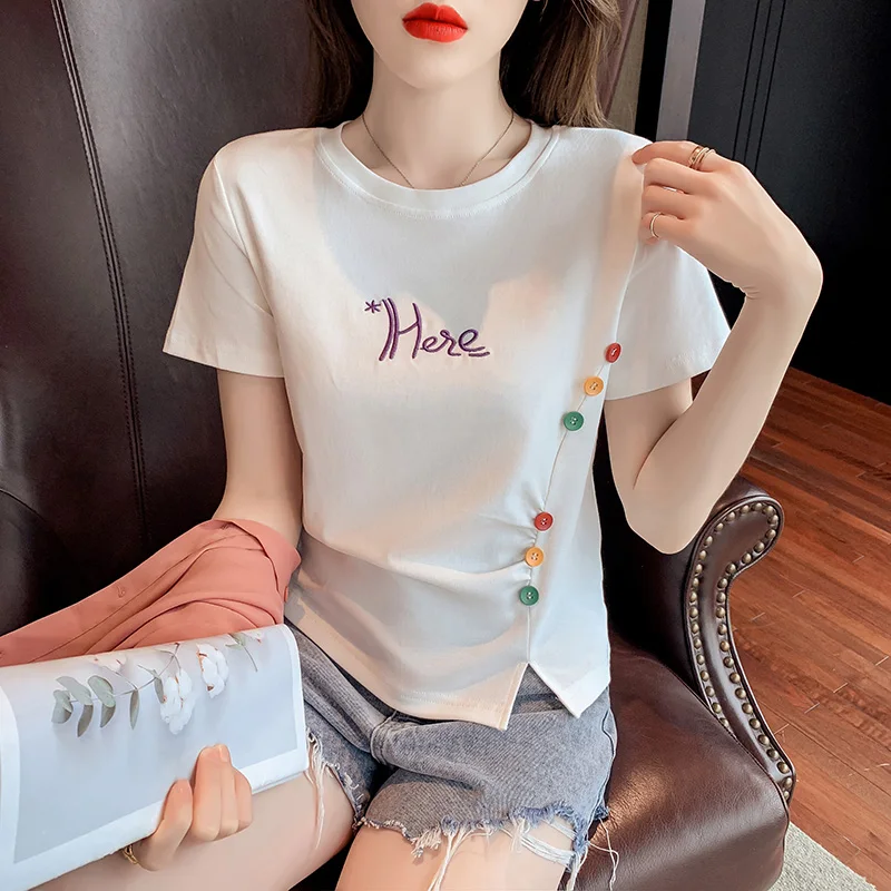 2556# High-waist T-shirt Women's New 2021 Summer Slim and Thin All-match Short Short Sleeve Top ins Trend
2556# High-waist T-shirt Women's New 2021 Summer Slim and Thin All-match Short Short Sleeve Top ins Trend