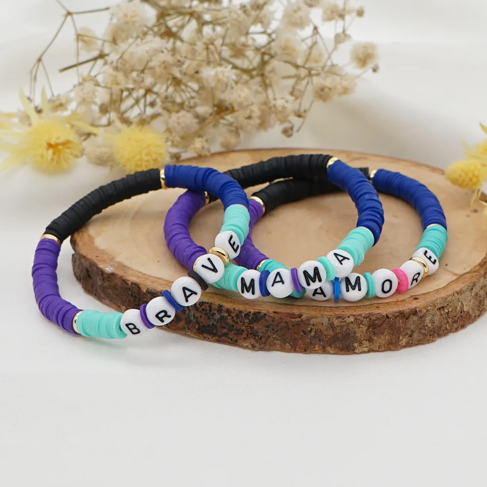 2021 New Bohemia MAMA Letter Bracelets For Women Boho Simple Solid Color Soft Pottery Charm Bracelet Women Jewelry Gift for mama
2021 New Bohemia MAMA Letter Bracelets For Women Boho Simple Solid Color Soft Pottery Charm Bracelet Women Jewelry Gift for mama
