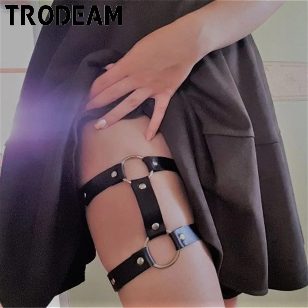 TRODEAM искусственная кожа жгут БДСМ бедра ремни ноги подвязки пастельные готика
