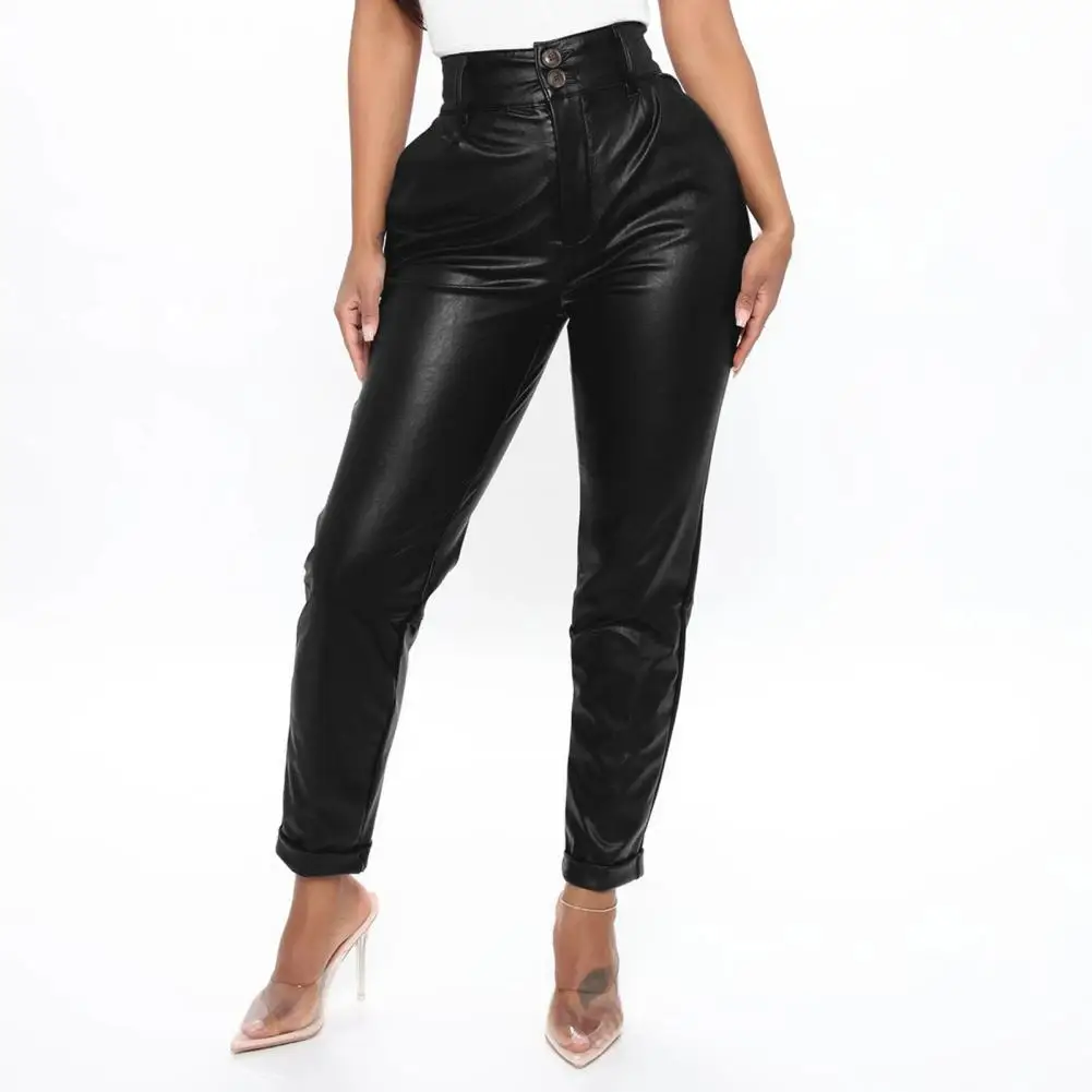Women Pants Pencil Solid Color Cool High Waist Loose Faux Leather Windproof Temperament Loose-fitting Pants for Daily Wear
Women Pants Pencil Solid Color Cool High Waist Loose Faux Leather Windproof Temperament Loose-fitting Pants for Daily Wear