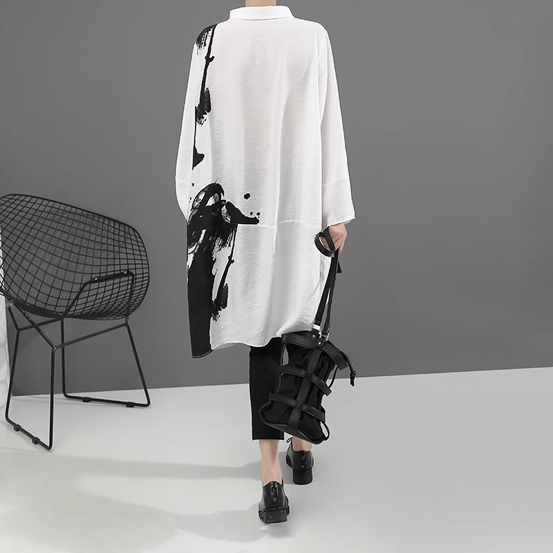 Loose BF Style Print Long Sleeve Single-breasted Women Dress Elegant Oversized Baggy Turndown Collar Casual Long Shirt Dress
Loose BF Style Print Long Sleeve Single-breasted Women Dress Elegant Oversized Baggy Turndown Collar Casual Long Shirt Dress