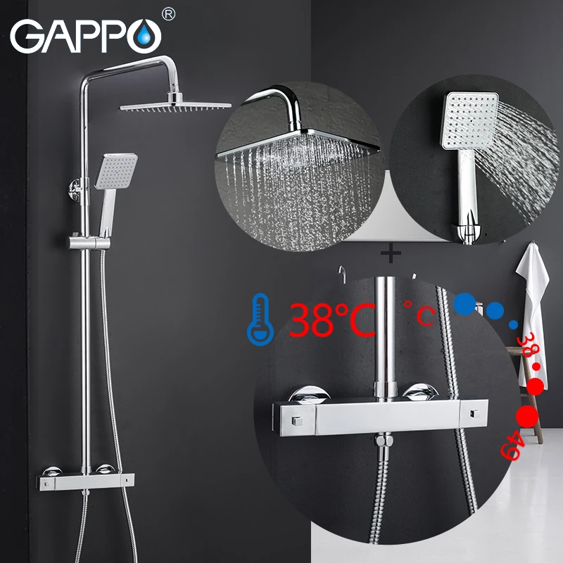 

GAPPO thermostatic bathroom shower faucet thermostat mixer tap waterfall wall mounted mixer shower faucets bathroom water taps