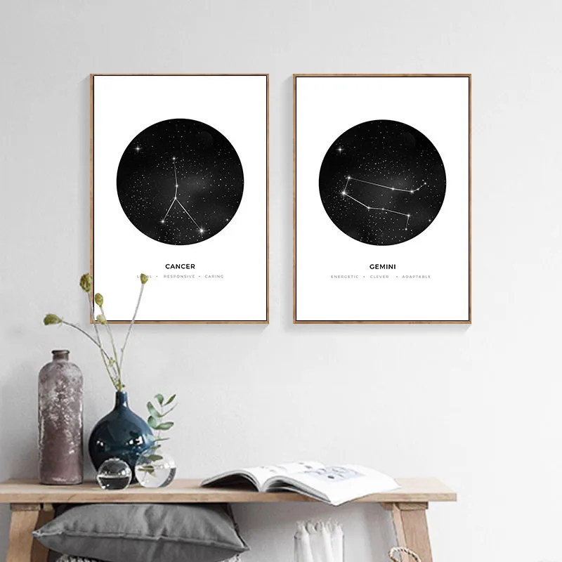Constellation Wall Art Poster Nordic Black and White Canvas Painting Astrology Geometric Painting Minimalist Home Decoration
Constellation Wall Art Poster Nordic Black and White Canvas Painting Astrology Geometric Painting Minimalist Home Decoration