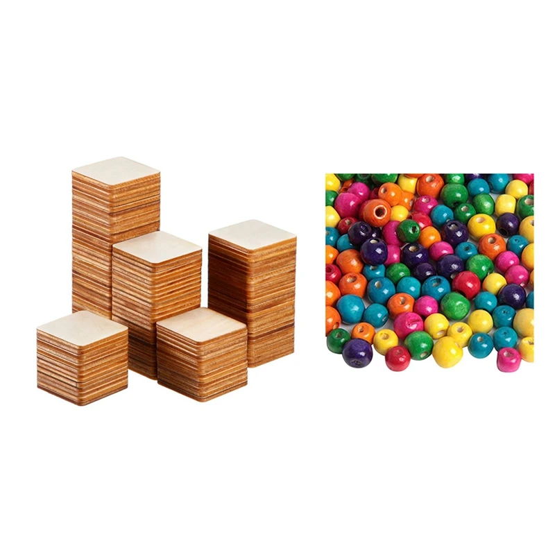 100PCS Blank Wood Pieces Unfinished Round Corner Wooden Cutouts With 500PCS Mixed Color Dyed Wood Beads
100PCS Blank Wood Pieces Unfinished Round Corner Wooden Cutouts With 500PCS Mixed Color Dyed Wood Beads