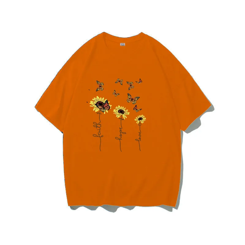 Plus Size Butterfly Sunflower Printing T shirt Women Polyester Short Sleeve O Neck Tshirts Casual Summer Letter Print T-shirt
Plus Size Butterfly Sunflower Printing T shirt Women Polyester Short Sleeve O Neck Tshirts Casual Summer Letter Print T-shirt
