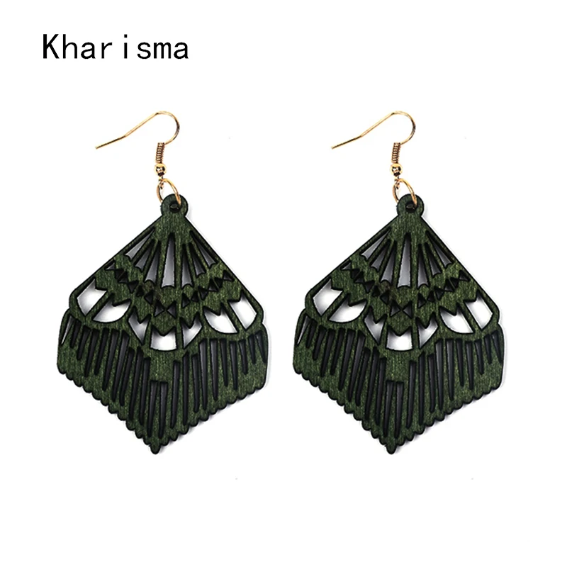 KHARISMA 2019 модные ювелирные изделия полые деревянные длинные висячие серьги для