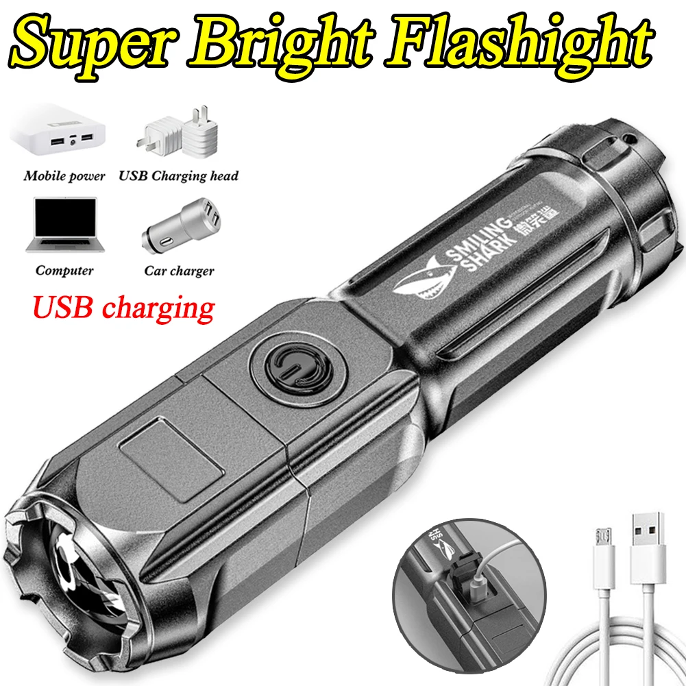 Flashlight 3 Modes Rechargeable Torch Ultra Bright XPE Heat Dissipation Plastic Housing Portable Tactical Flashlight Support CSV
Flashlight 3 Modes Rechargeable Torch Ultra Bright XPE Heat Dissipation Plastic Housing Portable Tactical Flashlight Support CSV