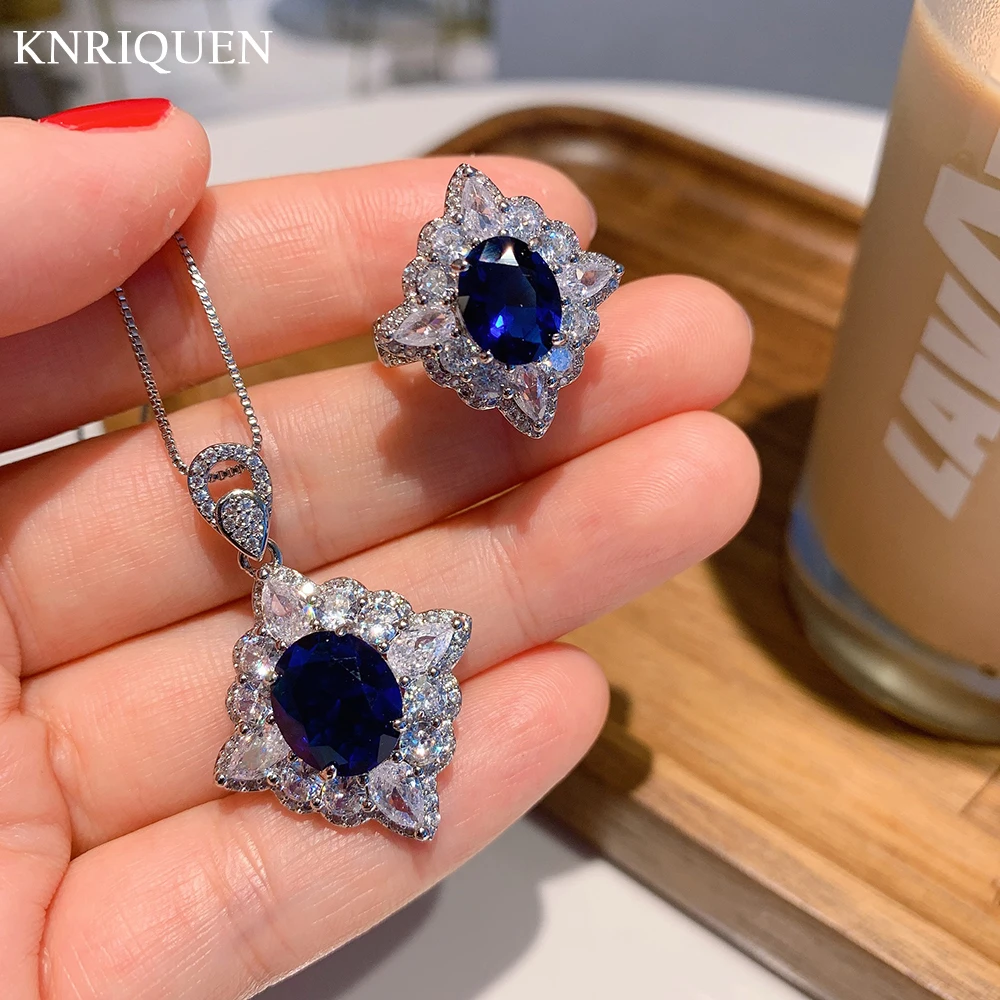 Vintage 925 Sterling Silver Sapphire Tanzanite Gemstone Rings Pendant Necklace High Carbon Diamond Party Jewelry Sets for Women
Vintage 925 Sterling Silver Sapphire Tanzanite Gemstone Rings Pendant Necklace High Carbon Diamond Party Jewelry Sets for Women