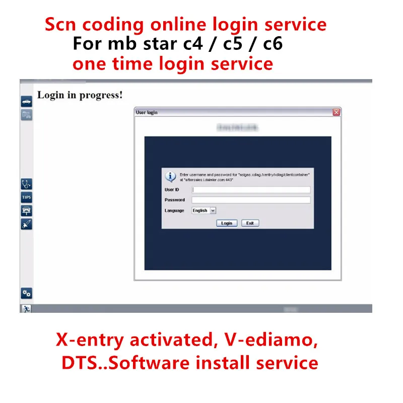 Hot SCN Coding Online service one time login for mb star c4 / c5 / c6 For x-entry 2020.12 DTS V-ediamo software remote activated 
Hot SCN Coding Online service one time login for mb star c4 / c5 / c6 For x-entry 2020.12 DTS V-ediamo software remote activated