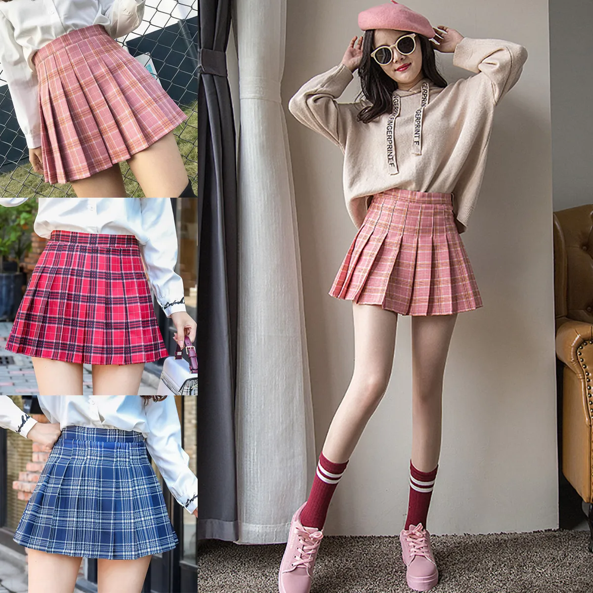 Women Summer Bottom Pink Plaid Mini Skirt Femme High Waist Pleated Skirts for Female Sport Training Skirt Uniform Tennis Skirts
Women Summer Bottom Pink Plaid Mini Skirt Femme High Waist Pleated Skirts for Female Sport Training Skirt Uniform Tennis Skirts
