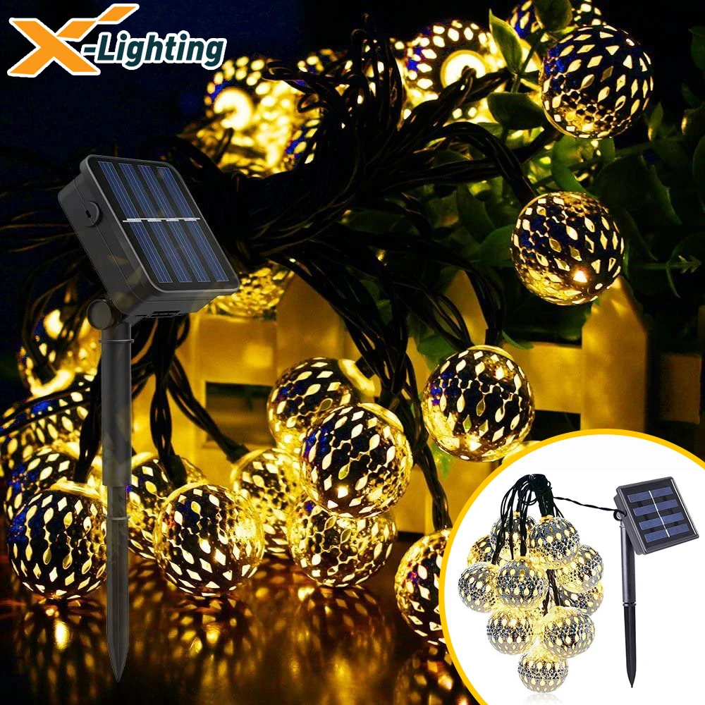 20leds Warm White Solar Fairy String Lights Moroccan Hollow Metal Ball For Party Outdoor Camping Bedroom Decoration
20leds Warm White Solar Fairy String Lights Moroccan Hollow Metal Ball For Party Outdoor Camping Bedroom Decoration