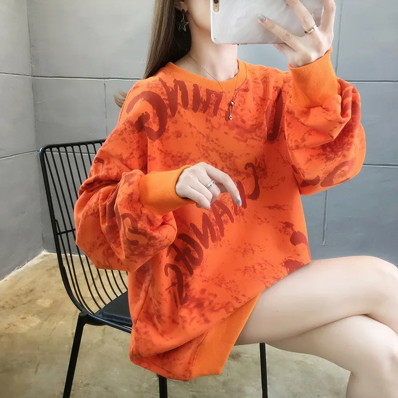 Round Neck Long-Sleeved Hoodie Women Printed Casual Hoodie2020 Autumn New Loose Trend All-Match Sweet Orange Apricot Top
Round Neck Long-Sleeved Hoodie Women Printed Casual Hoodie2020 Autumn New Loose Trend All-Match Sweet Orange Apricot Top