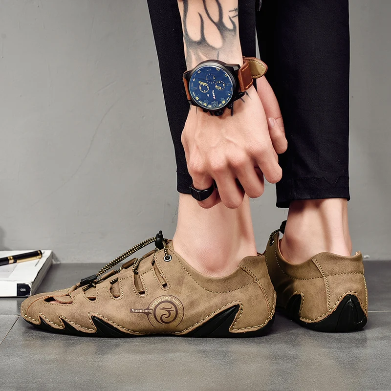 Уличные сандалии из натуральной кожи, мужские сандалии ручной работы, мужские повседневные Дизайнерские летние мужские пляжные сандалии т... 
Уличные сандалии из натуральной кожи, мужские сандалии ручной работы, мужские повседневные Дизайнерские летние мужские пляжные сандалии т...