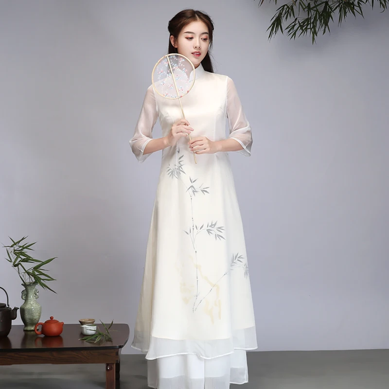 -style Hanfu Zen Suit Female Retro Artistic Floral Printed Cheongsam Dress Oriental Clothing Women Qipao Dress New Chinese
-style Hanfu Zen Suit Female Retro Artistic Floral Printed Cheongsam Dress Oriental Clothing Women Qipao Dress New Chinese