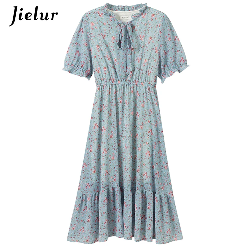 Jielur Summer Blue White Floral Dresses for Womens Puff-sleeved Chiffon Women Skirts Casual Mid-Calf A-line Skirts 2021 S-XXL
Jielur Summer Blue White Floral Dresses for Womens Puff-sleeved Chiffon Women Skirts Casual Mid-Calf A-line Skirts 2021 S-XXL