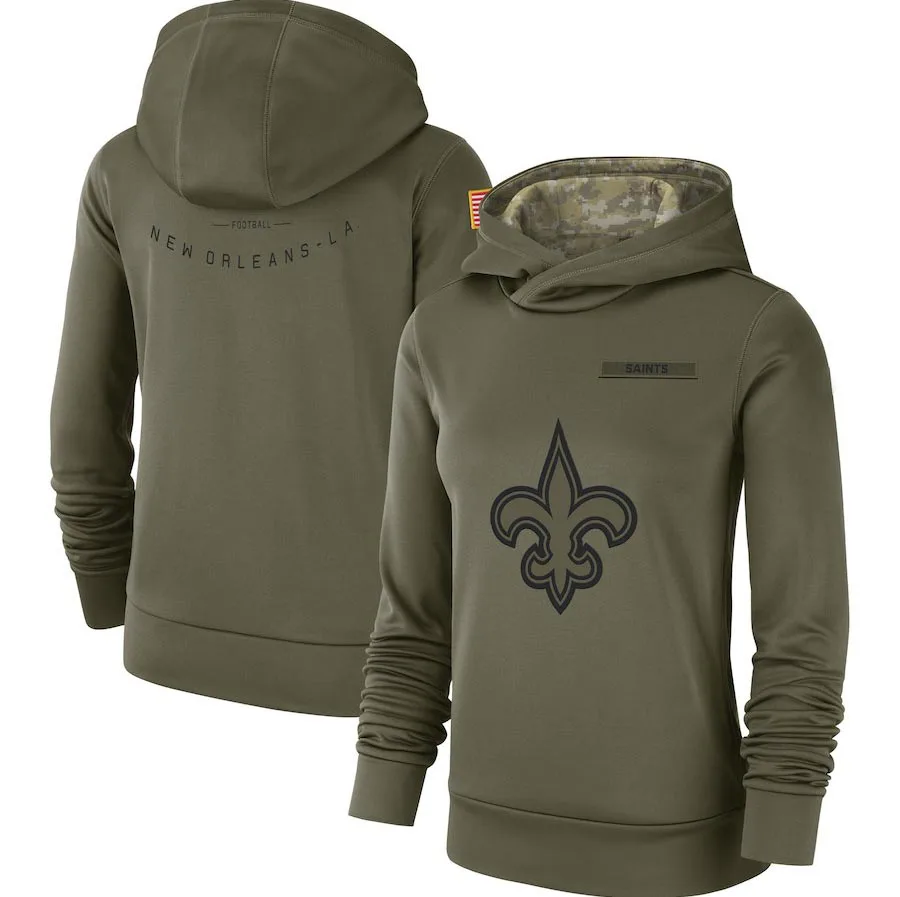 New Orleans Women's Salute to Service Saints Team Logo Performance Pullover Olive Hoodie
New Orleans Women's Salute to Service Saints Team Logo Performance Pullover Olive Hoodie