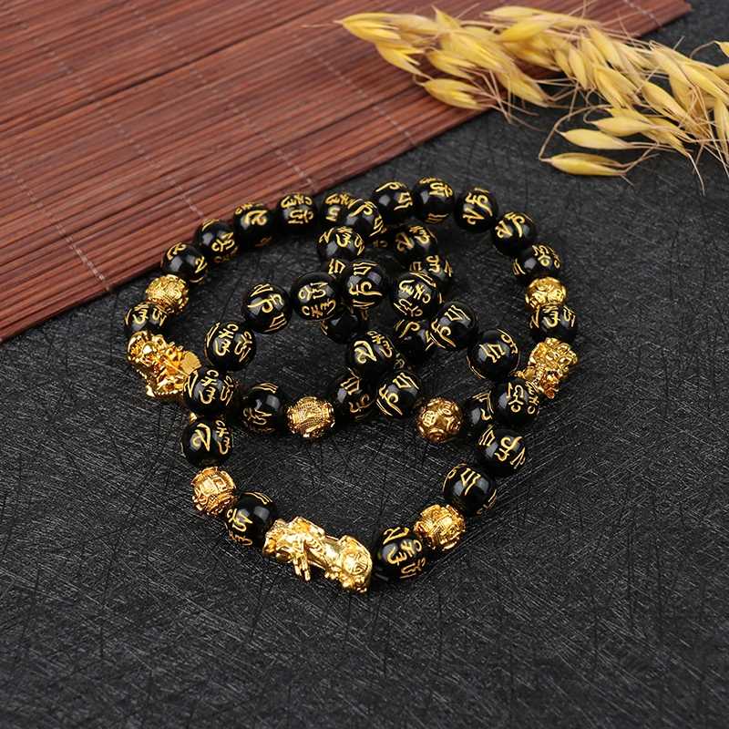Obsidian Stone Beads Women man Bracelet Wristband Feng shui Gold plated Black Wealth Bracelet and Luck god Jewelry
Obsidian Stone Beads Women man Bracelet Wristband Feng shui Gold plated Black Wealth Bracelet and Luck god Jewelry