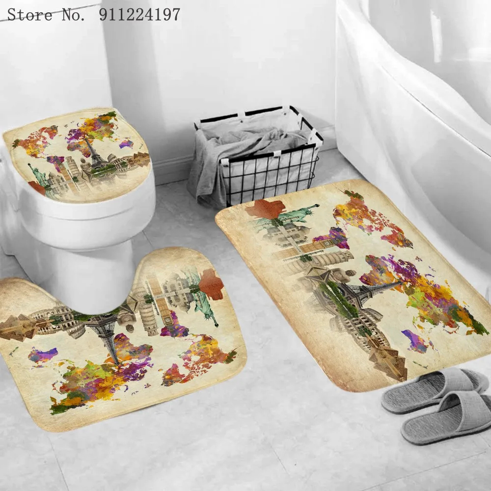 3D Printing World Map Bathroom Bath Mat Set Toilet Carpet Rug Flannel Non-Slip Toilet Rug Bathroom Shower Room Rug Floor Mats
3D Printing World Map Bathroom Bath Mat Set Toilet Carpet Rug Flannel Non-Slip Toilet Rug Bathroom Shower Room Rug Floor Mats