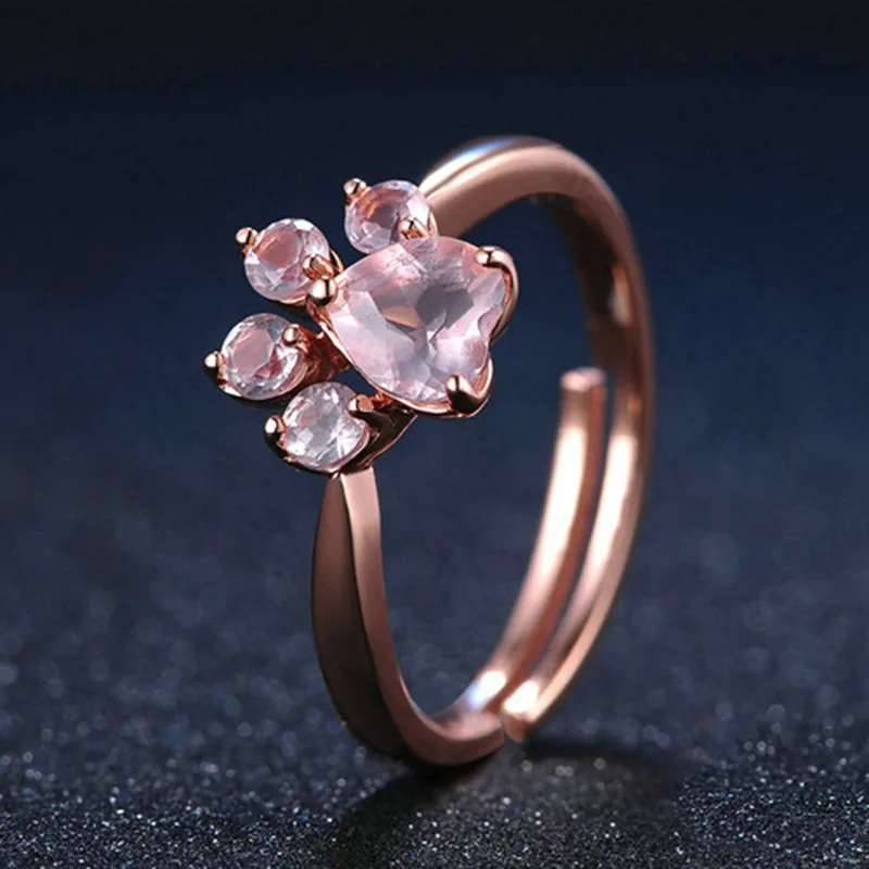 Cute Bear Paw Cat Claw Opening Adjustable Ring for Women Romantic Wedding Pink Crystal CZ Love Gifts Jewelry Rose Gold Party 2mm
Cute Bear Paw Cat Claw Opening Adjustable Ring for Women Romantic Wedding Pink Crystal CZ Love Gifts Jewelry Rose Gold Party 2mm