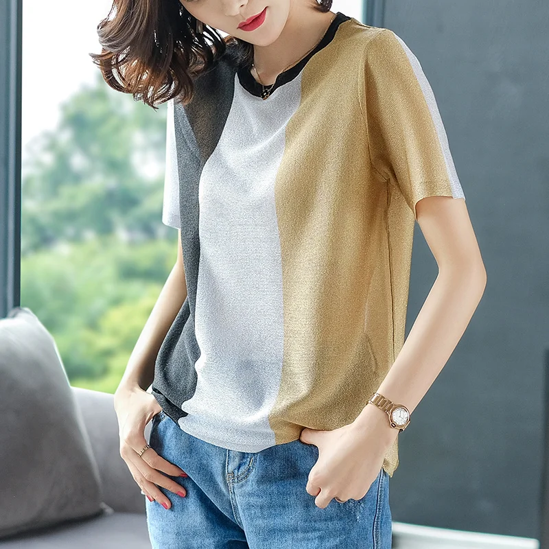 2021 spring summer always bright silk short sleeve T-shirt female ins tide within the ice silk knit a thin blouse
2021 spring summer always bright silk short sleeve T-shirt female ins tide within the ice silk knit a thin blouse