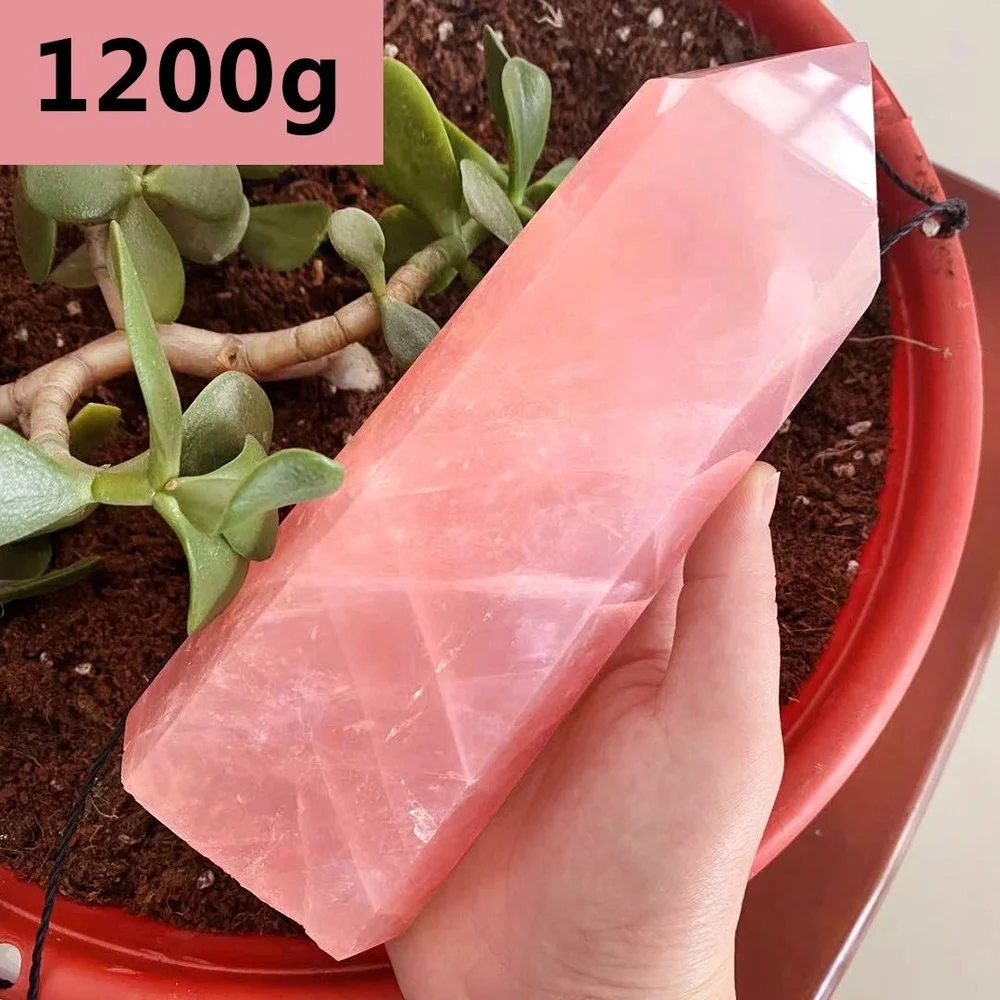 1200g Natural Large Gemstone Polished Points Big Pink Rose Quartz Crystal Wand Tower for Decoration
1200g Natural Large Gemstone Polished Points Big Pink Rose Quartz Crystal Wand Tower for Decoration