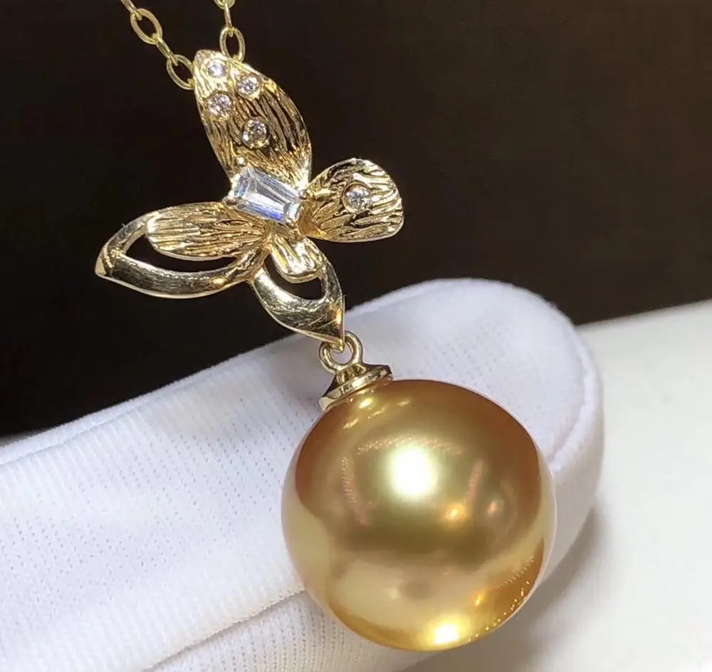 D323 Pearl Pendant Fine Jewelry Solid 18k Gold Natural 12-13mm Ocean Sea Golden Pearls Pendants Necklaces for Women FIne Gifts
D323 Pearl Pendant Fine Jewelry Solid 18k Gold Natural 12-13mm Ocean Sea Golden Pearls Pendants Necklaces for Women FIne Gifts