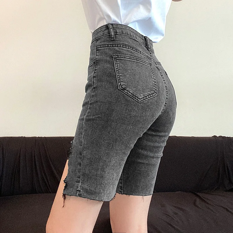 Women's Pants Pure Color High Waist Skinny Thin Solid Fashion Street Casual Ripped Jeans Five-point Pants 2021 summer New y2k
Women's Pants Pure Color High Waist Skinny Thin Solid Fashion Street Casual Ripped Jeans Five-point Pants 2021 summer New y2k