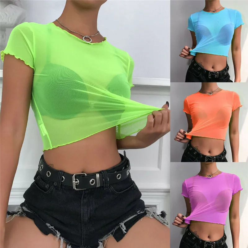 Women Lace Mesh Sheer Blouse Sexy Solid Color See-through Short Sleeve Crop Tops 2019 Ladies Shiny Party Fishnet Shirt Slim Vest
Women Lace Mesh Sheer Blouse Sexy Solid Color See-through Short Sleeve Crop Tops 2019 Ladies Shiny Party Fishnet Shirt Slim Vest