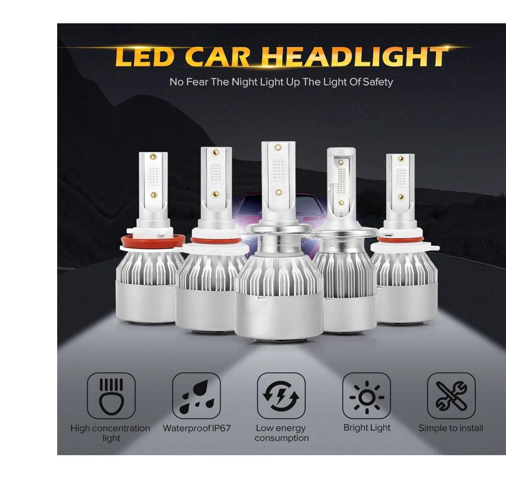 2pcs Auto Car Led Headlight Bulb C6 36w 8000lm COB H4 H7 H11 9005 H13 8000k Bule Led Headlamp Light Bulbs for Motorcycle 
2pcs Auto Car Led Headlight Bulb C6 36w 8000lm COB H4 H7 H11 9005 H13 8000k Bule Led Headlamp Light Bulbs for Motorcycle