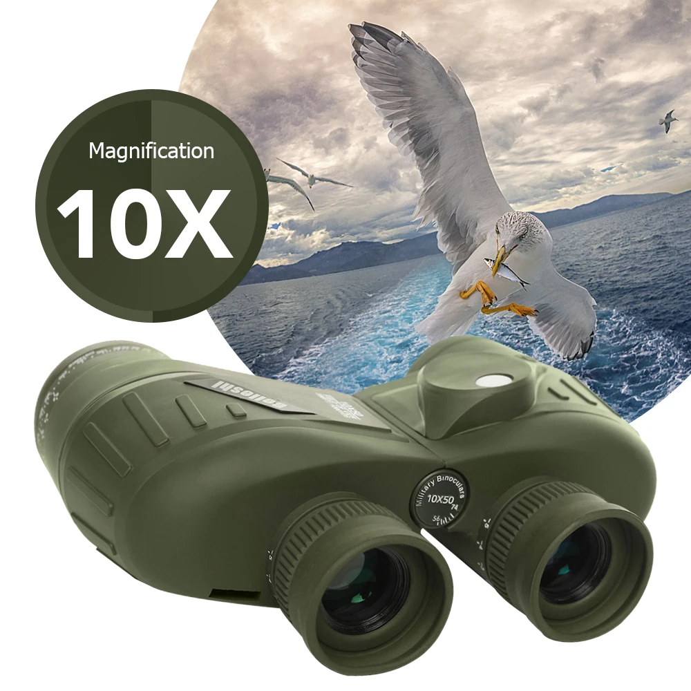 10X50 Водонепроницаемый Военный бинокулярный телескоп Зрительная труба с компасом