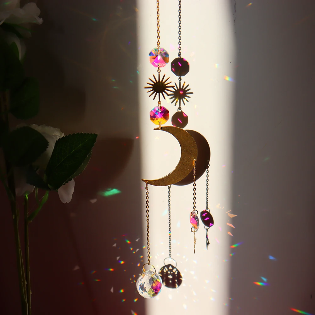 Star Moon Sun Crystal catcher Rainbow Hanging Glass Prisms Pendant Wind Chimes Outdoor Home Garden Decoration Gifts
Star Moon Sun Crystal catcher Rainbow Hanging Glass Prisms Pendant Wind Chimes Outdoor Home Garden Decoration Gifts