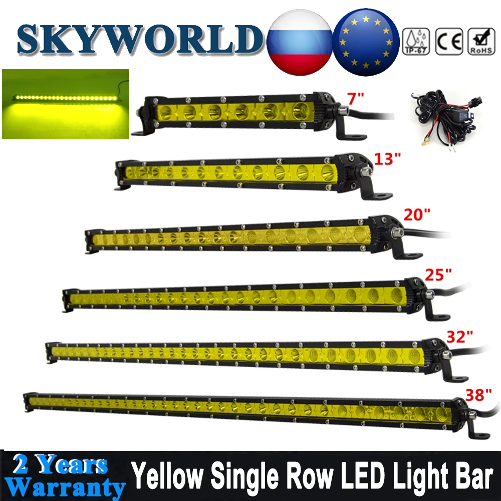 Yellow Single Row LED Bar Slim 7 13 20 25 32 38 inch Spot Flood Combo Light Bar Offroad For 4x4 4WD Truck Uaz Kamaz ATV 12V 24V
Yellow Single Row LED Bar Slim 7 13 20 25 32 38 inch Spot Flood Combo Light Bar Offroad For 4x4 4WD Truck Uaz Kamaz ATV 12V 24V