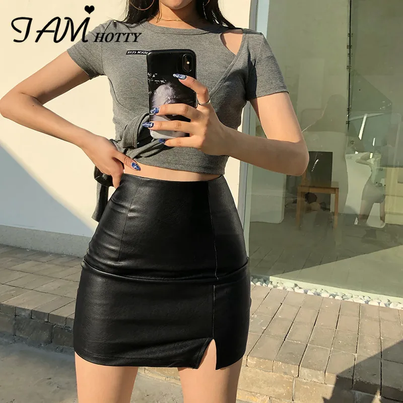 Black Split Mini Black Leather Skirt Women Korean Fashion High-waisted Punk Style Bodycon Goth Sexy Skirts Female 2021 Iamhotty
Black Split Mini Black Leather Skirt Women Korean Fashion High-waisted Punk Style Bodycon Goth Sexy Skirts Female 2021 Iamhotty