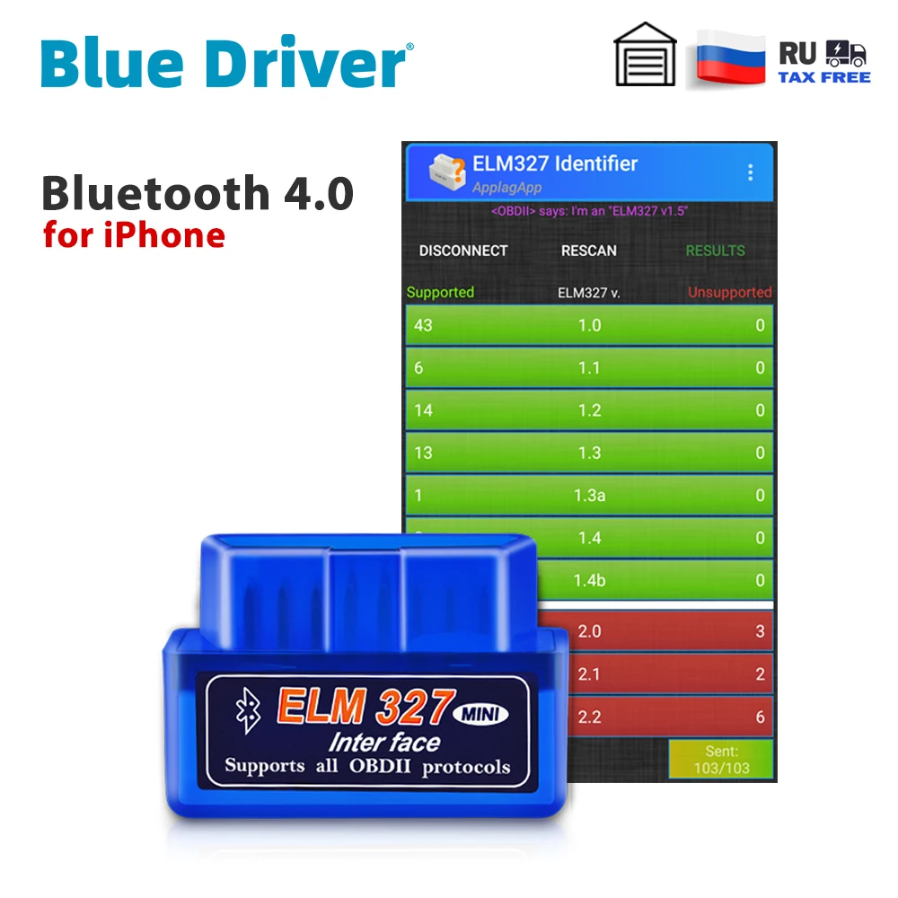 Bluetooth ELM327 V2.1 для iPhone бесплатное обновление автомобильный OBD2 сканер Автомобильные