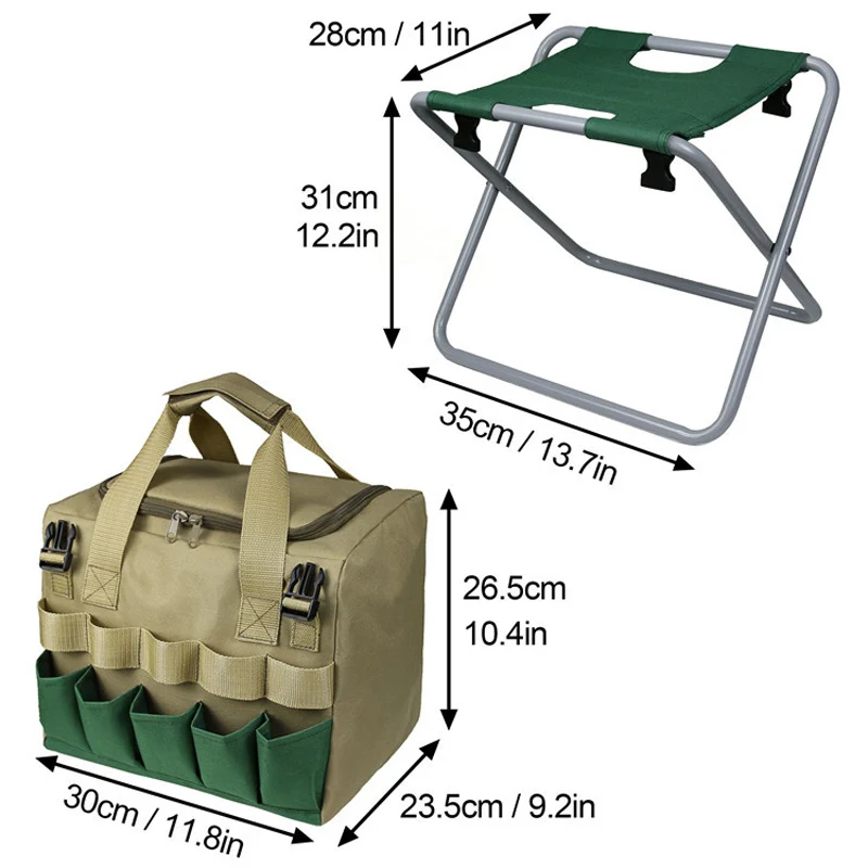 BIESU Multipurpose Garden Tools Set Chair Folding Stool with Tote Bag Garden Tools Kit Organizer with Pockets for Gardener Use
BIESU Multipurpose Garden Tools Set Chair Folding Stool with Tote Bag Garden Tools Kit Organizer with Pockets for Gardener Use