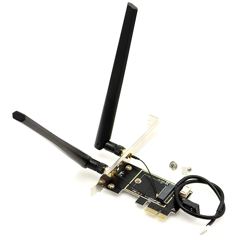 Плата M.2 NGFF для беспроводного адаптера PCIe, преобразователь беспроводной сети для настольного компьютера с антенной 2X 6DBi для AX201 AX200 9260 8265 8260
Плата M.2 NGFF для беспроводного адаптера PCIe, преобразователь беспроводной сети для настольного компьютера с антенной 2X 6DBi для AX201 AX200 9260 8265 8260